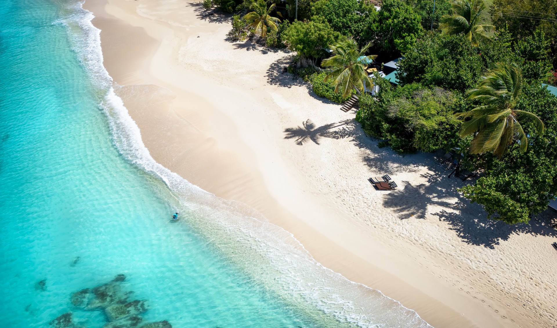 Aerial view of the beautiful beaches of Antigua and Barbuda island